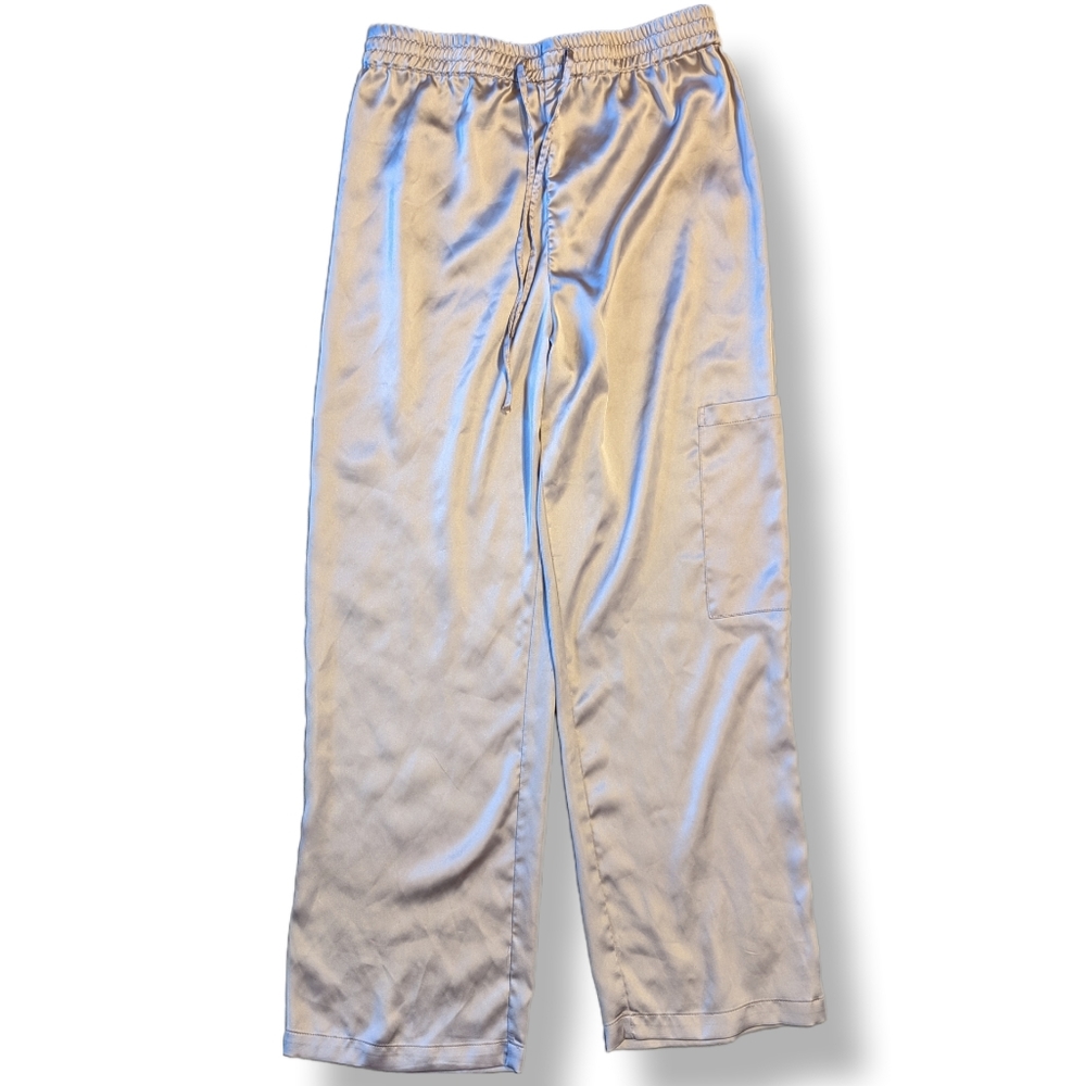 Cream Topshop Silky Pants with Pockets (cargo?)